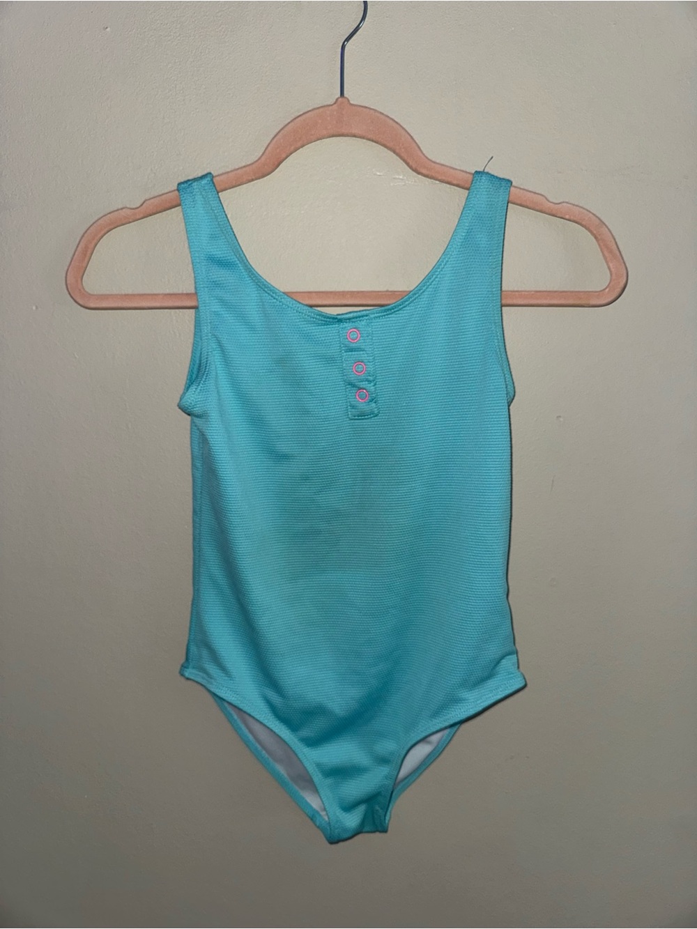 Derek Heart Girls Aqua One-Piece Swimsuit with Front Buttons